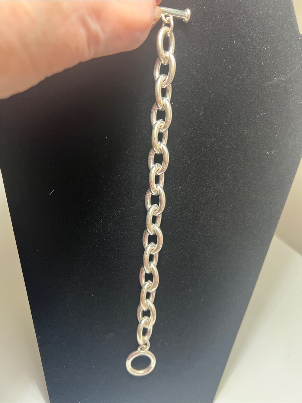 Shiny Silver Chunky Link Bracelet - Estate Vintage